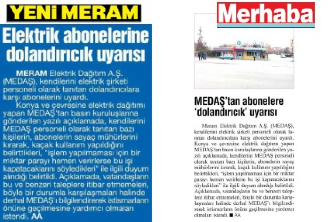 MEDAŞ'tan kamuoyuna önemli duyuru