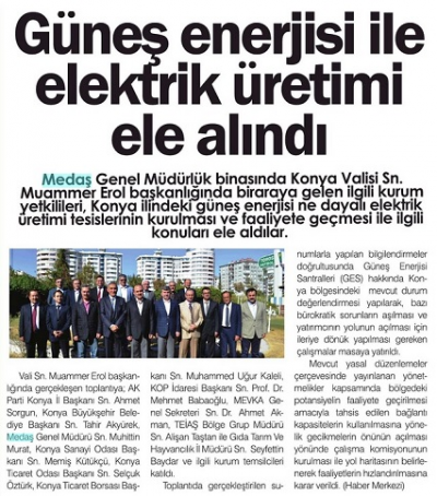 Güneş enerjisi ile elektrik üretimi ele alındı